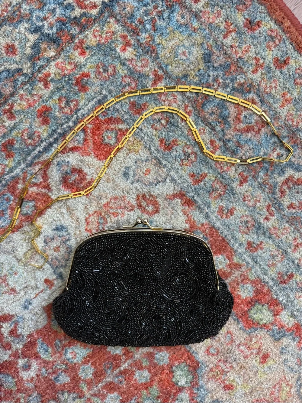 Vintage Beaded Black Evening Clutch